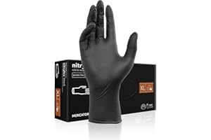 Predator by RON Mercator Nitrile Gloves. Disposable Gloves In Black Free From Latex, Silicone and Powder. Heavy Duty, Sterile Protective Gloves, Superior Strength 2.8 mil Box Of 100