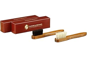 LANGER & MESSMER EXKLUSIVE SCHUHMODE HEIDELBERG Langer & Messmer kit de 2 brosses à chaussures entretien en 100% crin de cheval - le soin idéal pour la semelle (blanc-noir)