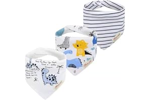 CuteOn Bebé Babear Baberos, unisex 3-Pack absorbente algodón, Triángulo Babero con broches de presión