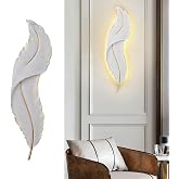 Groeien 12W | 3 Color Modern LED White Feather Wall Sconce Gold Wall Light for Bedroom Living Room Corridor Lighting Fixtures