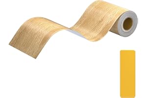 Lifuncren 10 cm x 10 m Bordi Adesivi per Pareti, Impermeabile Rimovibile Bordo Adesivo per Mobili, Adesivo Effetto Legno Greca Adesiva per Parete Carta da Parati per Porte Pavimento (Teak giallo)