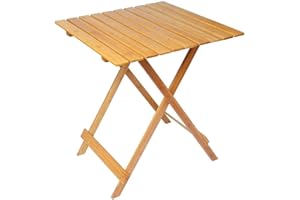 Mediawave Store - Table pliante 80 x 60 cm en bois refermable de jardin, table pliante d'appui, bois, peu encombrant, idéale pour balcon, terrasse, table pique-nique (naturel)