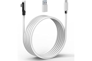 Kuject Link Cable 10FT Compatible for Quest 3S/3, Quest 2/Pro, Pico 4, VR Headset Accessories Cable for Rift S/Steam VR Games, USB 3.0 Type C to C High Speed Data Transfer Cord for Gaming PC, White