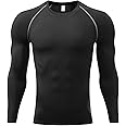 Sillictor Mens Compression Base Layer Top Quick Dry Long Sleeve Running Top Mens UPF 50+ Sports Underlayer for Ski Golf Cycling Hiking Football,Breathable Moisture Wicking Muscle Support