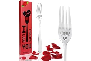 POPMANKO I Forking Love You Fork in Gift Box, Stainless Steel Engraved Letter Dinner Fork, Unique Carving Fork Best Gifts for Valentine's Day Christmas Birthday Anniversary with Rose