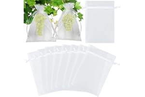 KINGLAKE 100Pcs Fruit Protection Netting Bags, White Organza Gift Bags Large, 20x30cm Garden Plant Protect Net Bags for Fruits Tree Strawberry Grape, Insects Barrier Vegetables Mesh Bags