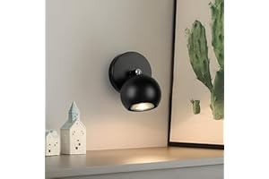 ‎FORCOSO FORCOSO Deckenstrahler Schwarz 1 Flammig Schwenkbar 350° - Wandleuchte Innen GU10, Kugel Wandlampe Deckenlampe Schwarz LED Wandstrahler für Wohnzimmer Schlafzimmer Küche Flur - Ohne Glühbirne