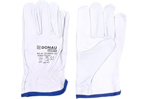 DONAU SAFETY Guantes de Trabajo Premium de Piel de Cabra / 1 Par Driver - Guante de soldador (piel, 1 par, talla 7/S, color blanco) Unisex adulto (Pack de 1)