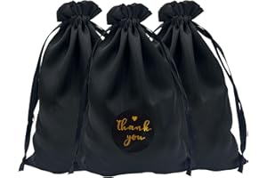 DUGYIRS 30 Pièces Sacs Cadeaux Noir Satiné 12cmx20cm, Bijoux Sacs Cadeau de Mariage Sacs à Cordon Douche de Bébé Sac Cadeau de Vacances