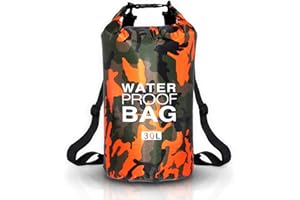 JSRHEEM Borsa Impermeabile, Dry Bag 10L 20L 30L con Tracolla Regolabile, Sacca Stagna per Kayak, Rafting, Nuoto, Canottaggio, Canoa, Spiaggia, Sport Acquatici (arancione mimetico, 30 litri)