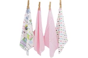CuteOn 4 PCS Riutilizzabile Neonato Bambino Panno per il viso Alimentazione pulire Stoffa Mini Bambino Asciugamani per Sensibile Pelle 11.02" x 11.02" Rosa