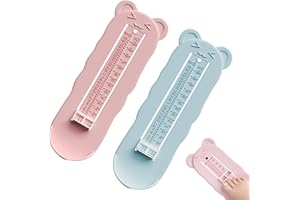 KASESSS 2 Pieza Medidor de Pies para Niños, Dispositivos de Medición de Zapatos con Patrón de Dibujos Animados, Medidores de Calzado Apto para Niños para Medir el Tamaño del Zapato (Rosa,Azul)