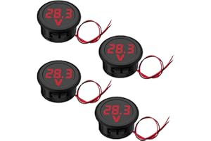 HOEMBPN 4 Stücke 12V DC Voltmeter Wasserdichtes Digitalanzeige Voltmeter LED Anzeige Spannungsmesser für Auto Motorrad SUV ATV Marine(Rot)