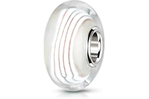 MATERIA by Matthias Wagner Glas Bead Anhänger creme braun gestreift für Beads Armband 489