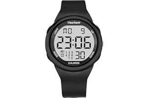 Hearkent Orologio per anziani, 8 sveglie, 8 vibrazioni, cronometro, timer, retroilluminazione EL, resistenza all'acqua 50m, formato 12/24 ore, segnalazione esatta dell'ora, IT-2105-8A