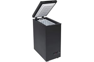 SIA CHF60B Black Chest Freezer with Removable Wire Basket, 53L Slimline Compact Freestanding Freezer, 36cm Wide, Adjustable Temperature Control, E Rated, 2 Years Parts And Labour Guarantee