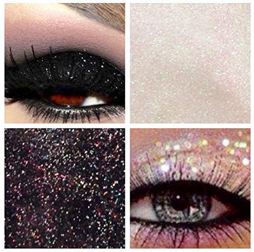 Glitter Eyes Duo Set 9 - Black& Clear Holographic Eye Shadow Fixing gel Long Lasting