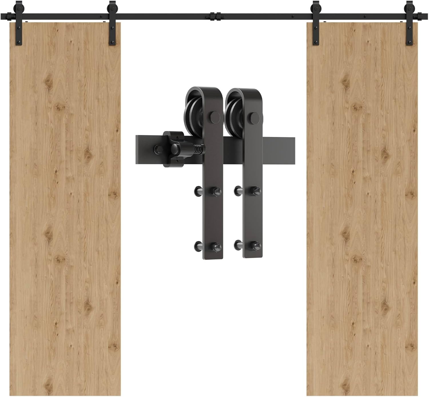 Kit de herrajes para puerta corredera de madera de granero de 335 cm para puertas dobles