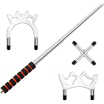 Kit Queue De Billard Avec 3 Têtes De Pont En Laiton – Croix, Haute, Basse, Manche éponge, Acier Inoxydable