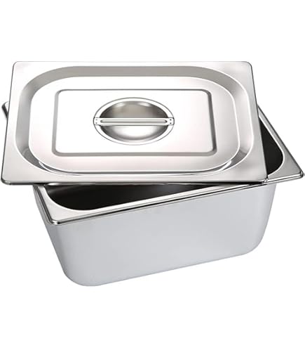 GRFELI Roestvrijstalen bakkenset, stapelbare roestvrijstalen pannen, met deksels, geschikt voor de vriezer, oven, kookplaten, vaatwasser, 36 x 27 x 15 cm (container 2 deksel