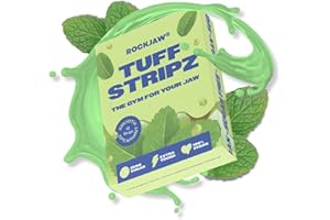 ROCKJAW® Tuff Stripz | Semi-Tough Chewing Gum | Sugar-Free Jaw Exerciser | 2X Tougher Than Regular Gum (Single Pack, Smooth Spearmint)