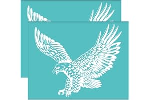 OLYCRAFT 2 stencil autoadesivo per serigrafia, motivo aquila, trasferimento a rete, stencil a tema animale, serigrafia, per dipingere su legno, fai da te, t-28 x 22 cm