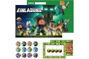 Byhsoep 12x Einladungskarten Kindergeburtstag mit Umschlag, Runder Aufkleber,Deutsch Einladungskarten Geburtstag für Junge Kinder zum Geburtstag Einschulung und Kinderparty