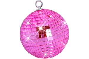 JAVIK Disco Balls,6 inch Stage Mirror Balls,Reflective Party Dance Balls with Hanging Rings Suitable for Christmas,Wedding, Birthday Party Ornament (6inch, Pink)