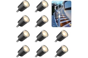 SMY Lighting 10Pack Decking Lights, LED Deck lights with Protecting Shell φ32mm,Warm White Deck Lighting IP67 Waterproof, 12V Low Voltage for Garden Steps,Stair,Patio,Floor,Kitchen Skirting Decoration