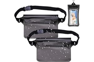 ZIGefofo 3 Pezzi Sacca Stagna Borsa Impermeabile Marsupio Cintura Regolabile Mare Marsupio Subacquea con Tripla Protezione Smartphone Dry Bag per Nuoto Canottaggio Vela Escursioni Pesca, Nero