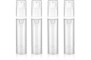 APAUSVCM 4 Stk Leer Airless Pumpspender,Pumpflasche Klein Leer,Reise Spenderflasche,Tragbarer Pumpspender 10ml,Vakuum Kosmetikbehälter,Reiseflaschen zum Befüllen,Kunststoff Sprühflasche Klein,für Flüssigkeit