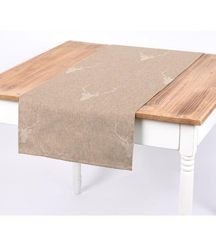 SCHÖNER LEBEN. Très Beau Design. Nappe Cerf Beige Marron Foncé, Beige