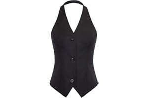 Belle Poque Gilet Femme Tailleur Veste Halter Licou Manteau sans Manche Gilet Jacquard Col V