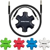 BAIRUTONG 20cm 3 Pack (Triangular) Hexagonal Audio Splitter with 5 Jacks Headphone Jack Audio Splitter with 3.5mm Stereo Cabl