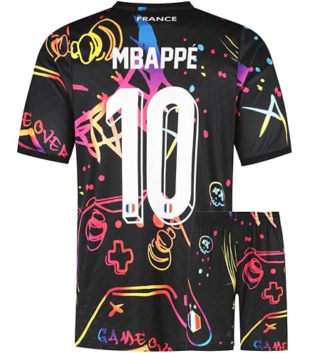 Maillot Enfant Real Madrid #9 Mbappé – Édition Dragon Noir Et Or, Avec Short Et Chaussettes, Nouvelle Saison