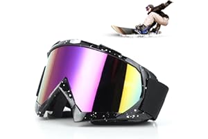 Hisdricus - Okulary narciarskie damskie - Okulary narciarskie męskie - Okulary motocrossowe, materiał TPU, kolorowe szkło lustrzane, wygodne piankowe wypełnienie, idealne do narciarstwa, snowboardu i