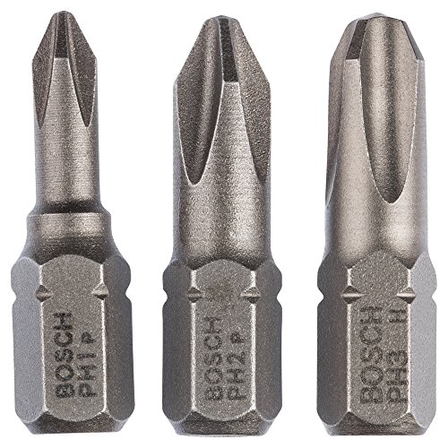 Bosch Pro 3tlg. Schrauberbit-Set Extra Hart für Phillips-Kreuzschlitzschrauben (Länge: 25 mm)