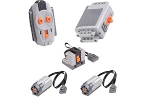 Scakbyer Zestaw silników z funkcjami zasilania, kompatybilny z klockami Lego Technic, w zestawie 1 x pilot zdalnego sterowania, 1 x pojemnik na baterie AA, 2 x silnik M, 1 x odbiornik