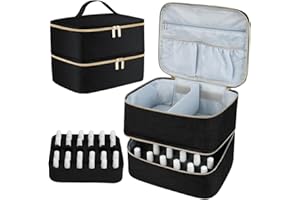 LOPHE Organizador Esmaltes de Uñas, Doble Capa Esmaltes Bolsa de Uñas, Bolsa de Almacenamiento de Esmalte de uñas para 30 Botellas (15ml) Y Una Lámpara De Uñas