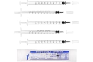 GYXCELC 1 ml Kunststoff Spritzen mit Kappen 20 Stück Kolostrumspritze zum Nachfüllen und Messen von Flüssigkeiten, Haustierfütterung, Kleberapplikator（ohne Nadeln）