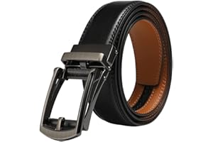 VRLEGEND Ceinture Homme Cliquet Boucle Ceinture Ceinturon en Cuir Automatique Réglable 110CM-160CM,Costume Travail Business Casual 3.5CM