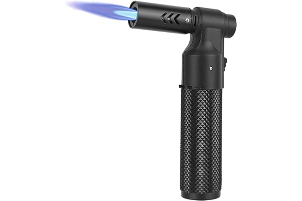 CTDMJ Chalumeau de cuisine au butane - Briquet - Rechargeable - Portable - Mini chalumeau au butane réglable(sans gaz) (Noir)