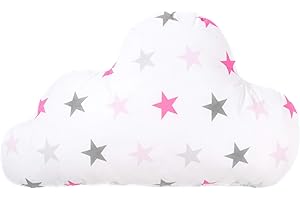 Amilian Wolken Kissen Kuschelkissen flauschig Dekokissen mit Füllung Sofakissen für Kinderzimmer Wohnzimmer Schlafzimmer weich und kuschelig Muster: Sternchen Groß Rosa