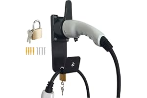 EGNIO Type 2 EV Charger Holder, Padlock Loackable Wall Mount Holder for Electric Car with IEC 51296-2 Plugs, Weather Proof Holder for Most EU EVs Charging Cable Tidy, Black