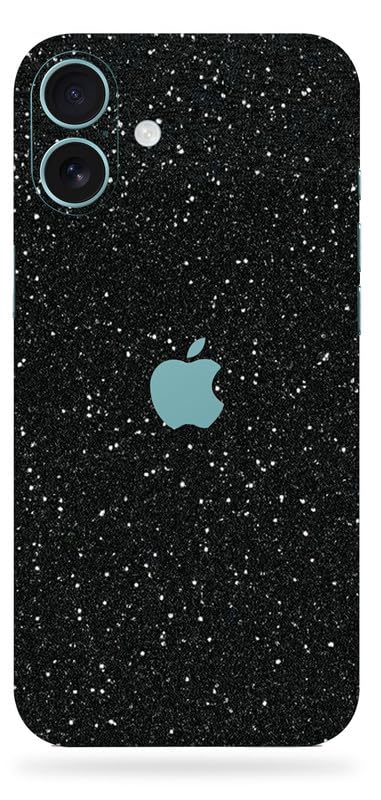 Layers skins Compatible for iPhone 16 Plus Black-Gliter Mobile Back Skin Rear Screen Guard Protector Film Wrap (Coverage - Back+Camera+Sides)