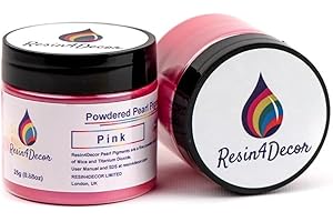 RESIN4DECOR Pink pigmento de mica nacarados en polvo metálico para proyectos de resina epoxi, joyería, proyectos de artesanía, mesa de epoxi, tablero, bandeja, lienzo, pintura, 25g