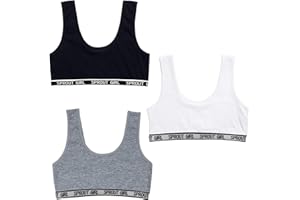 FUIPVGI 3 Piezas Sujetador Niña, Sujetador de Niña Algodón Top, Top Deportivo Niñas Sujetadors Deportivo Ropa Interior Sujetadors de Entrenamiento No Acolchado para Niñas 8 a 14 años (3 Colores)