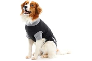 KRUUSE Buster Classic Body Suit for Dogs, Large, Black/Grey clear