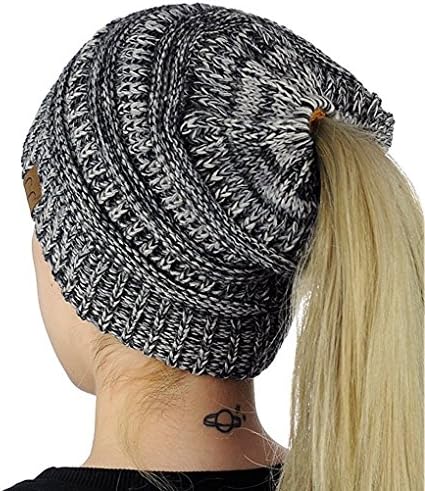 Paciffico Beanie Tail Soft Stretch Hat Knitted Warm Cap Autumn Winter Outdoor Ponytail Beanie Hat