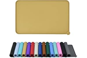 Reopet Silicone Pet Feeding Mat, Waterproof Dog Cat Food Mat with Raised Edges, Dog Cat Water Bowl Placemats, Dog Cat Feeding Mats for Food and Water Prevent Spill, Multiple Colors & Sizes for Pets